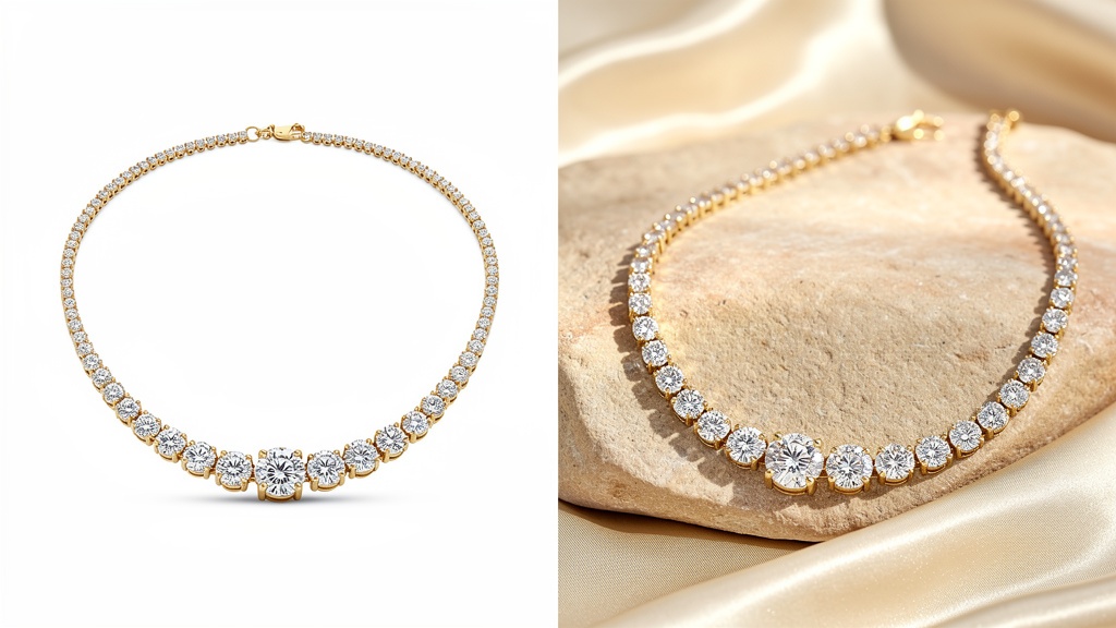 Graduated Tennis Necklace — White Gold