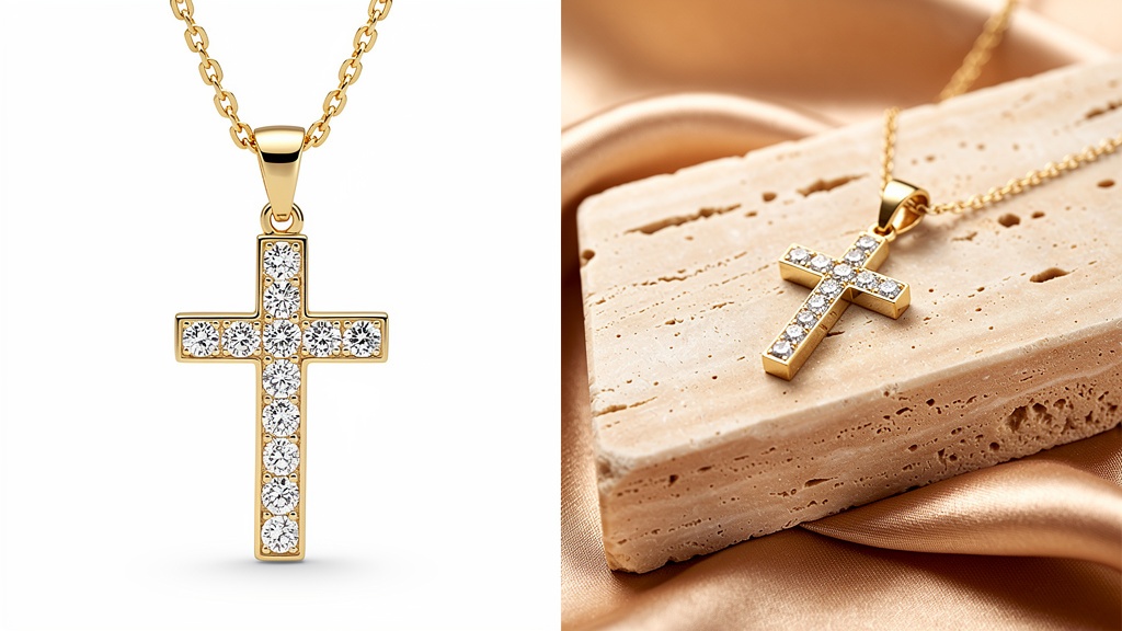 Medium Diamond Cross Pendant — Yellow Gold