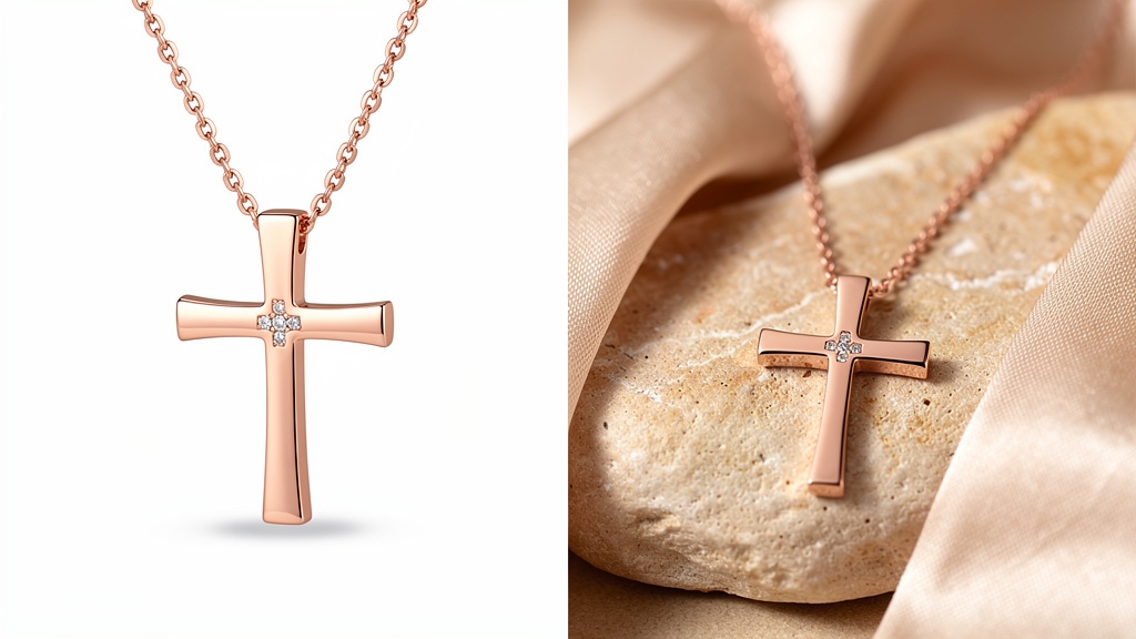 Rose Gold Cross Pendant — Yellow Gold